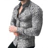 Camisa de manga comprida fashion - estampa floral - ajuste fino