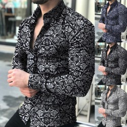 Fashion long sleeve shirt - floral print - slim fitT-shirts