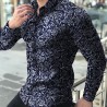Camisa de manga comprida fashion - estampa floral - ajuste fino