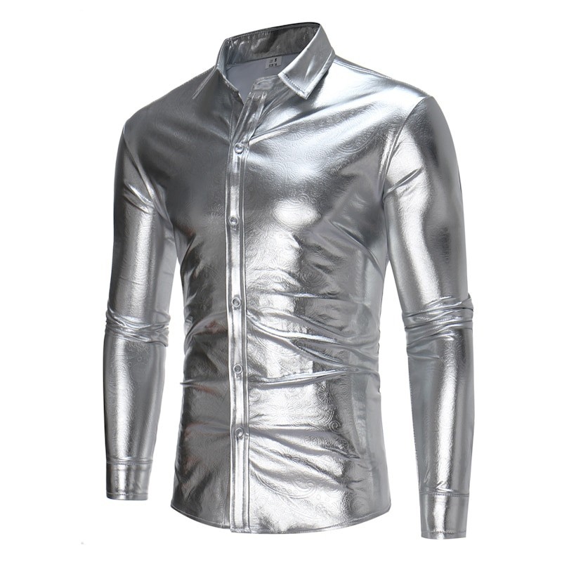 Fashionable shiny metallic long sleeve shirtT-shirts