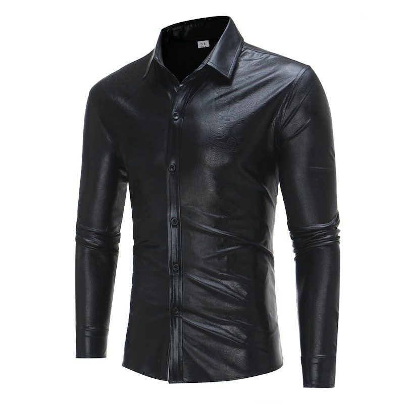 Fashionable shiny metallic long sleeve shirtT-shirts