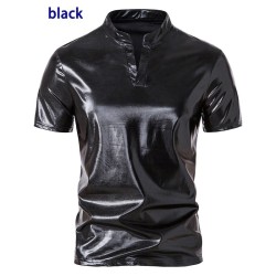 T-shirt de manga curta metálica brilhante