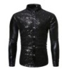 Camisa metálica brilhante de manga longa - com enfeites de lantejoulas