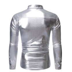 Camisa metálica brilhante de manga longa - com enfeites de lantejoulas