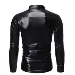 Camisa metálica brilhante de manga longa - com enfeites de lantejoulas
