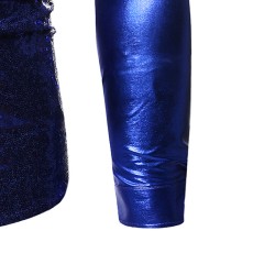 Camisa metálica brilhante de manga longa - com enfeites de lantejoulas