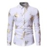 Camisa luxuosa de manga comprida - rosas douradas estampadas