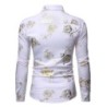 Camisa luxuosa de manga comprida - rosas douradas estampadas