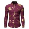 Camisa luxuosa de manga comprida - rosas douradas estampadas