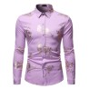 Camisa luxuosa de manga comprida - rosas douradas estampadas