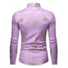 Camisa luxuosa de manga comprida - rosas douradas estampadas