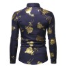 Camisa luxuosa de manga comprida - rosas douradas estampadas