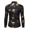 Camisa luxuosa de manga comprida - rosas douradas estampadas