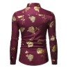 Camisa luxuosa de manga comprida - rosas douradas estampadas