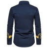 Camisa elegante de manga comprida - impressão barroca dourada de luxo