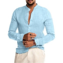 Camisa clássica de linho manga longa