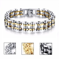 Pulseira de aço inoxidável - design de corrente de motocicleta