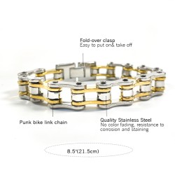 Pulseira de aço inoxidável - design de corrente de motocicleta