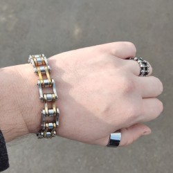 Pulseira de aço inoxidável - design de corrente de motocicleta