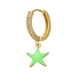 Brinco argola dourada pequeno - coração pendurado / estrela / cruz / concha - 1 peça