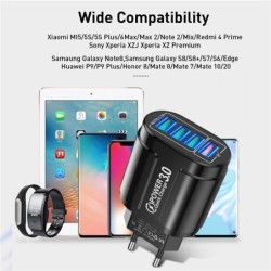Carregador USB de 4 portas - carga rápida QC 3.0 - 48W