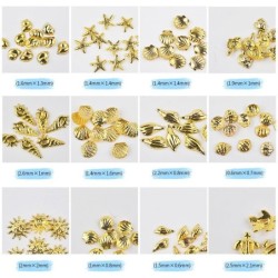 Decorações de unhas douradas - temas do oceano