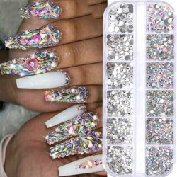 Decorações de unhas de cristal coloridas