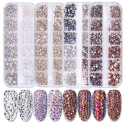 Decorações de unhas de cristal coloridas