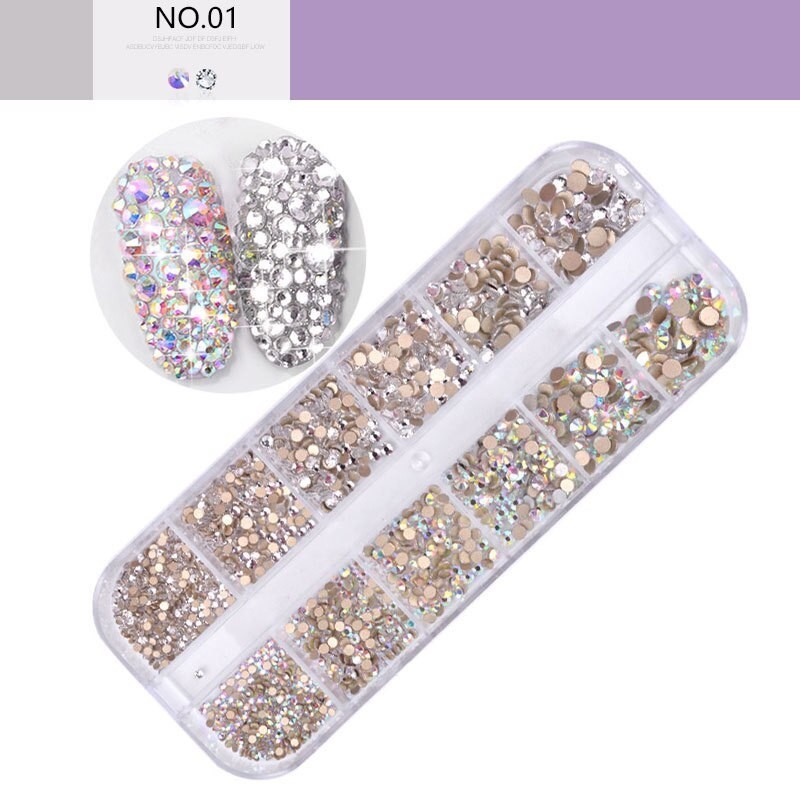 Decorações de unhas de cristal coloridas