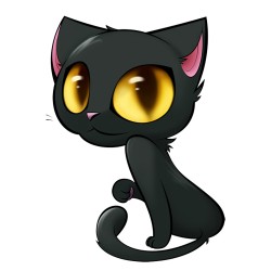 Gato preto de olhos grandes - adesivo de carro