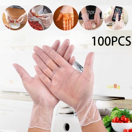 Luvas transparentes descartáveis - para uso alimentar / médico / cirúrgico - 100 peças