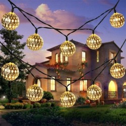 Fio de LED - bolas de metal prateado - alimentado por bateria - decoração de Natal / jardim