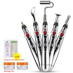 Caneta de massagem elétrica multifuncional - acupuntura - alívio da dor - rolo de beleza - com luz laser