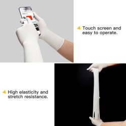 Luvas nitrílicas descartáveis compridas - polivalentes - função touch screen - impermeáveis - brancas
