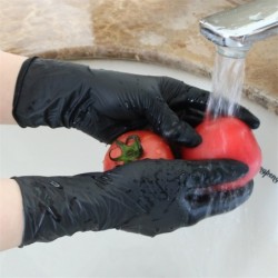 Luvas nitrílicas descartáveis - polivalentes - grau alimentício - à prova d'água - pretas