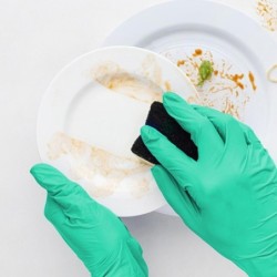 Luvas nitrílicas descartáveis - polivalentes - impermeáveis - verdes - 100 peças