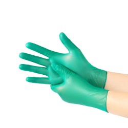 Luvas nitrílicas descartáveis - polivalentes - impermeáveis - verdes - 100 peças