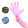 Luvas de vinil descartáveis - multiuso - à prova d'água - grau alimentício - rosa - 100 peças