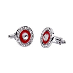 Elegantes abotoaduras redondas prateadas - com cristais