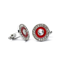 Elegantes abotoaduras redondas prateadas - com cristais