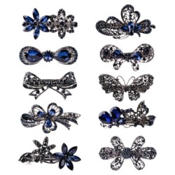 Gancho de cabelo elegante - cristais azuis - flores - borboletas - laços