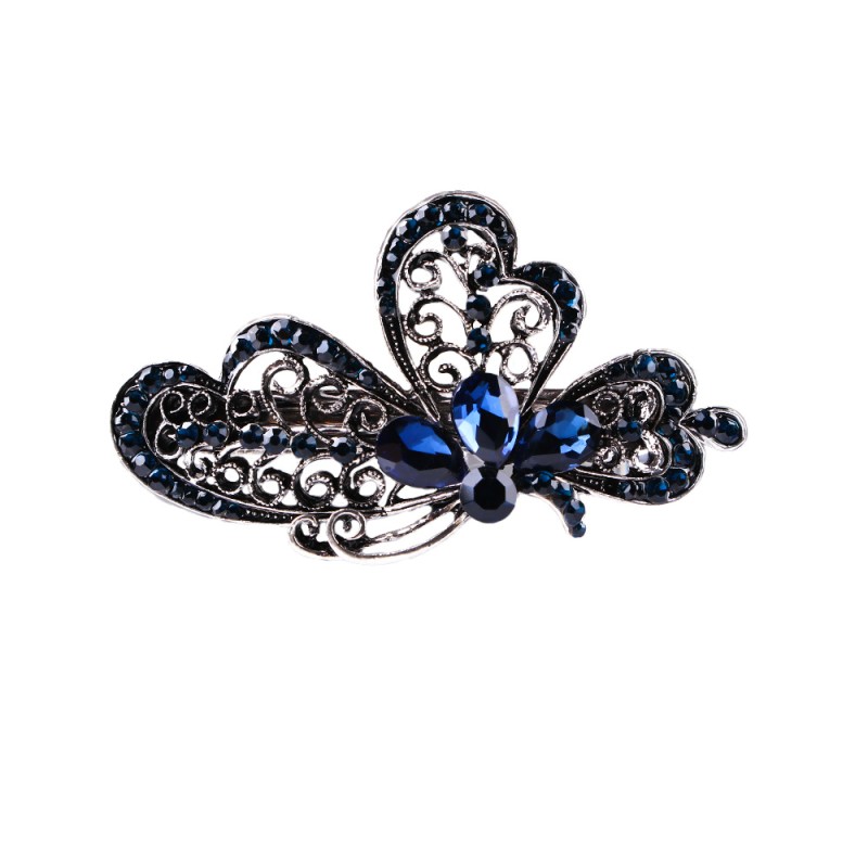 Gancho de cabelo elegante - cristais azuis - flores - borboletas - laços