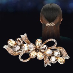 Luxuoso grampo de cabelo de flores de cristal