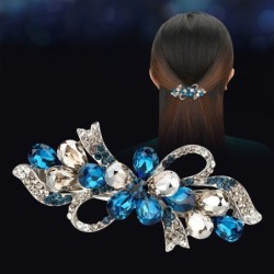 Luxuoso grampo de cabelo de flores de cristal