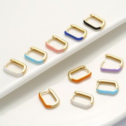 Brincos retangulares dourados - esmalte colorido