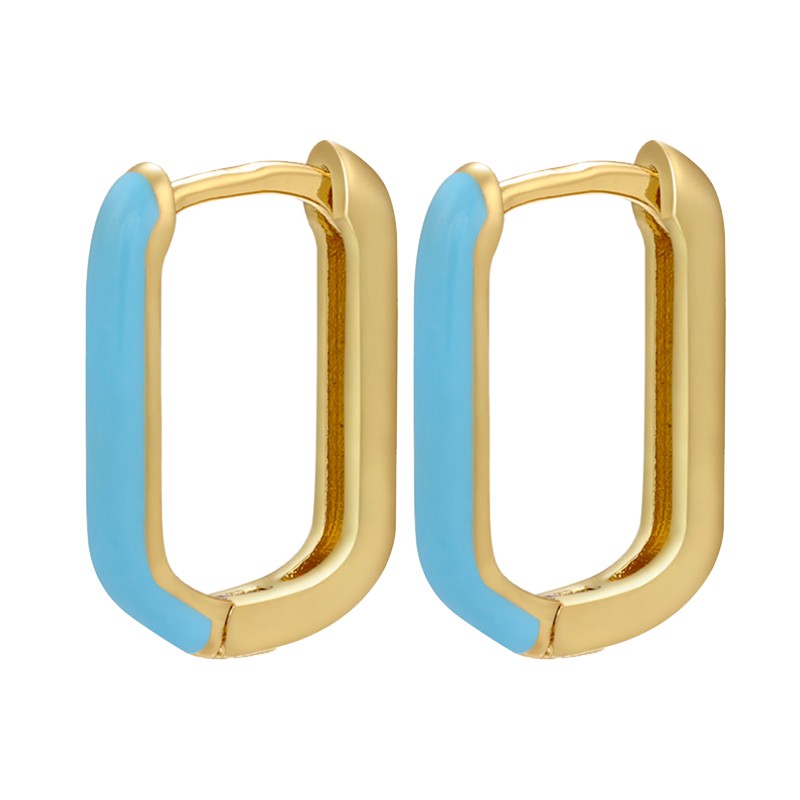 Golden rectangle earrings - colorful enamelEarrings