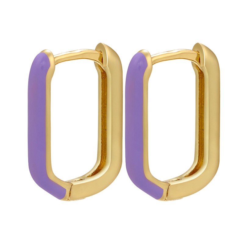 Golden rectangle earrings - colorful enamelEarrings