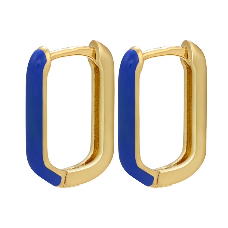 Golden rectangle earrings - colorful enamelEarrings