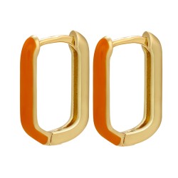 Golden rectangle earrings - colorful enamelEarrings