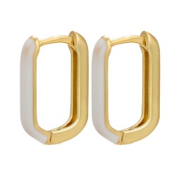 Brincos retangulares dourados - esmalte colorido